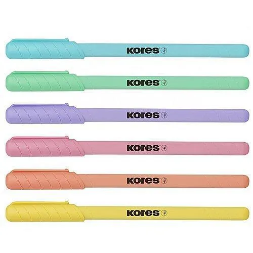 Kores K0 Pastel - jednorázová kuličková tužka - sada 6 ks