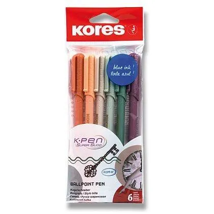Kores K0 Vintage - jednorázové kuličkové pero - sada 6 ks
