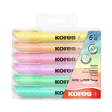 Zvýrazňovač Kores High Liner Plus Pastel sada 6 ks