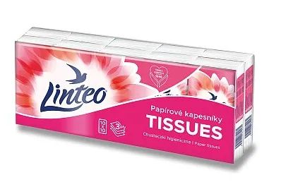 Linteo - papírové kapesníky - 3vrstvé, 10x10 ks