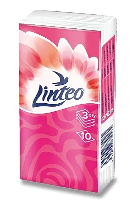 Linteo - papírové kapesníky - 3vrstvé, 10x10 ks