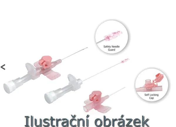 Kanyla bezpečnostní, Poly Safety, s křidélky, s portem, zelená, 32mm (18G)