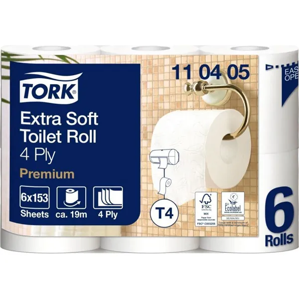 Toaletní papír Tork 4 vrstvy, T4, extra jemný konvenční role Premium