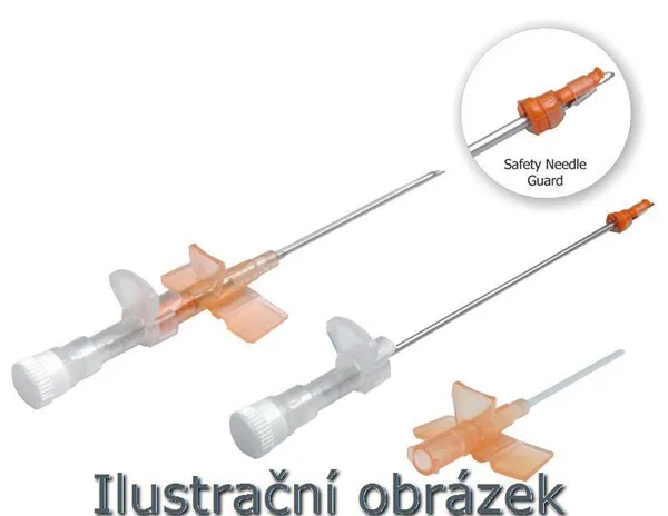 Kanyla i.v. s křídly G14, oranžová, bezpečnostní, Polysafety, doprodej