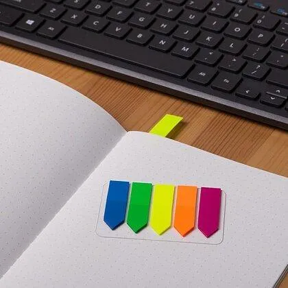 Samolepicí neonové záložky, šipky - 45 x 12 mm, 5 x 25 listů
