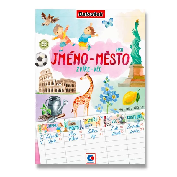 Herní blok A5 - Jméno, město, zvíře, věc