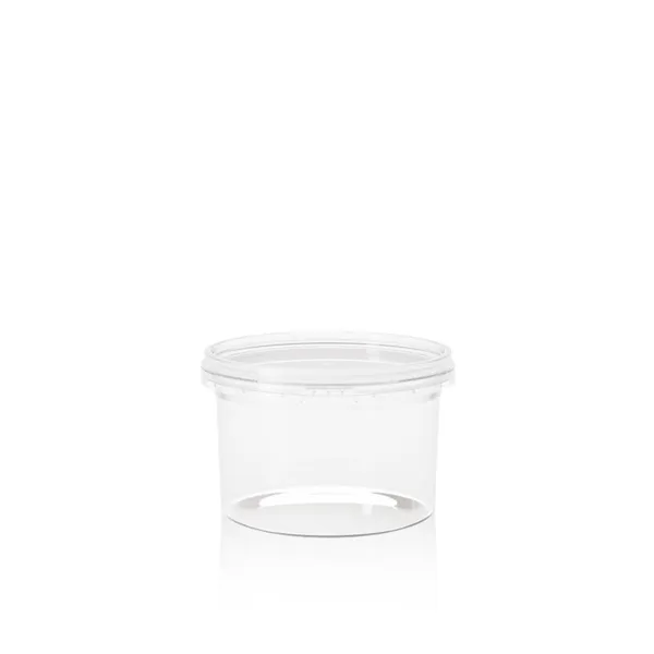 Kulatý kelímek s pojistkou a kulatým víčkem, transparentní, 250 ml