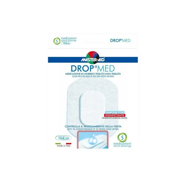 Náplast antiseptická DROP MED, 10 x 8 cm/5ks s polštářkem