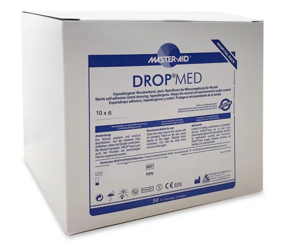 Náplast antiseptická DROP Med 10  x 6 cm /50ks s polštářkem 