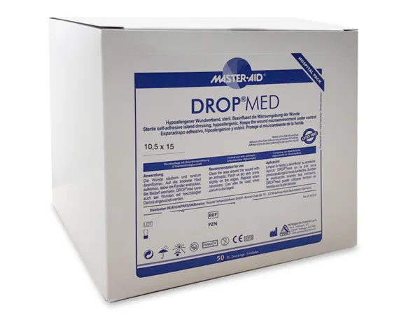 Náplast antiseptická DROP Med 10,5 x 15 cm/50ks s polštářkem 