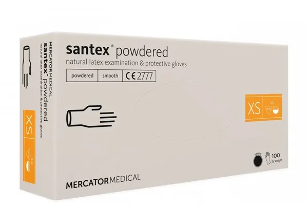 Santex vyšetřovací rukavice latexové s pudrem vel. XS