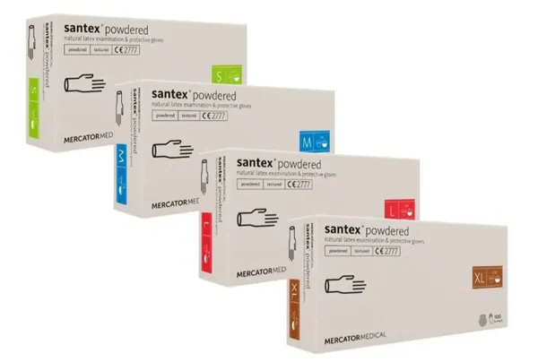 Santex vyšetřovací rukuvice latexové s pudrem vel. M