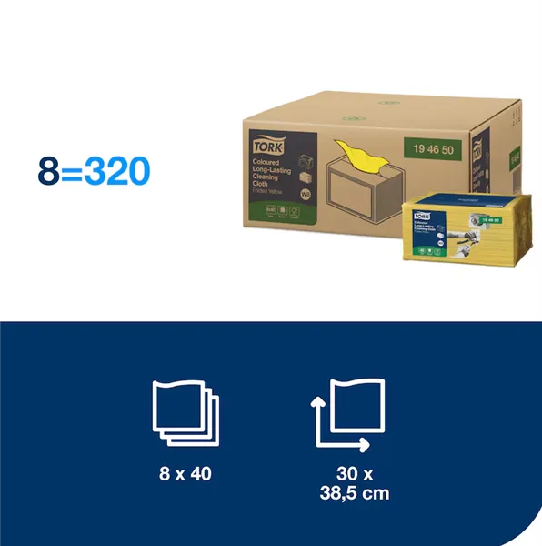 Tork barevný program, čistící utěrka (žlutá) W8
