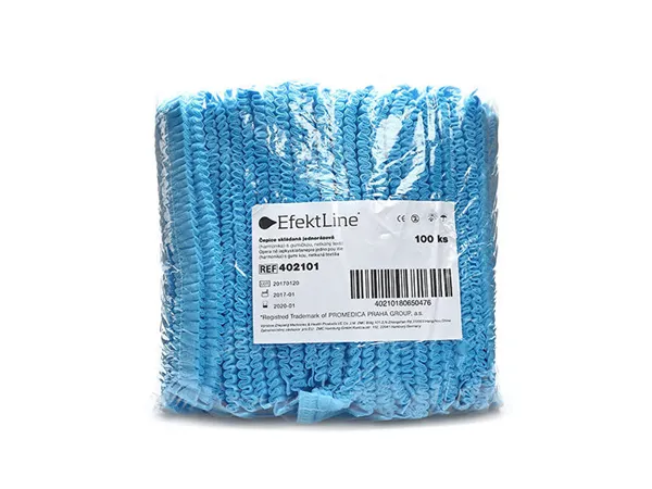 Čepice skládaná jednorázová (harmonika) s gumičkou, netkaný textil