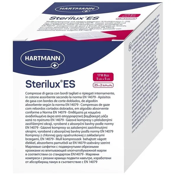 Sterilux ES, sterilní komprese, 5 x 5 cm, ( 25 x 2 ks)