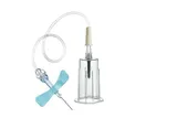 Intravenózní kanyla, s křídlem a držákem, bezpečnostní, modrá 23G, hadička 19cm