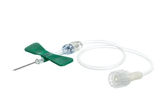 Intravenózní kanyla s křídlem, zelená 21G, hadička 19cm, 90ks