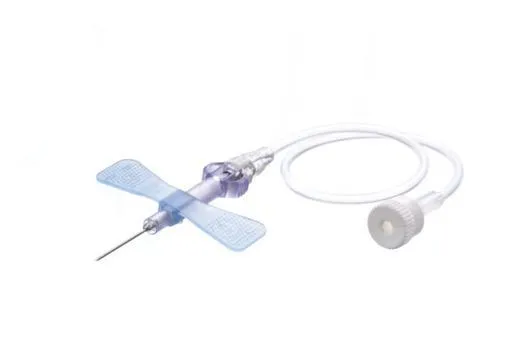 Intravenózní kanyla, s křídlem, bezpečnostní, modrá 23G, hadička 19 cm