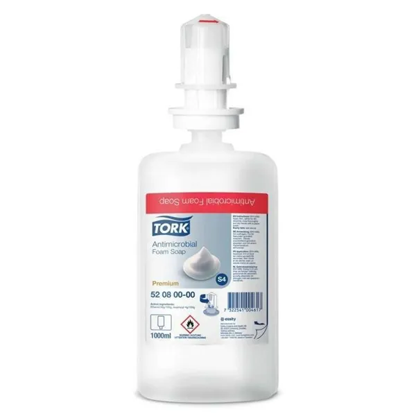 Mýdlo Tork S4 antimikrobiální, pěnové, čiré, bez parfému a barviv, 1 litr