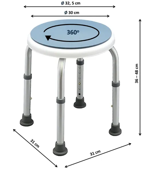 Stolička do sprchy s otočným sedákem nos. 120kg
