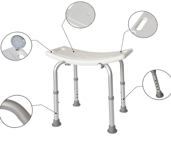 Stolička do sprchy hranatá s držákem sprchy nos. 120kg