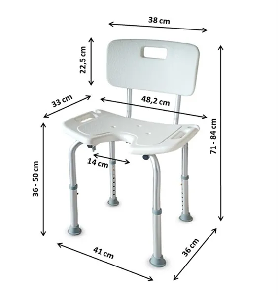 Židle do sprchy s hygienickým výřezem nos. 120kg