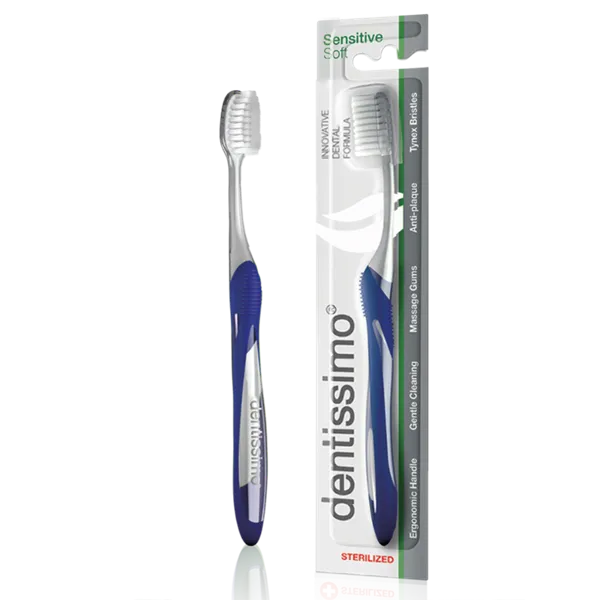DENTISSIMO zubní kartáček  Sensitive Interdental Cleaning and Massage - modrý