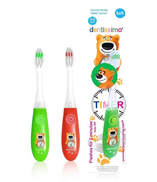 DENTISIMO zubní kartáček KIDS Timer měkký 3-6 let zelený