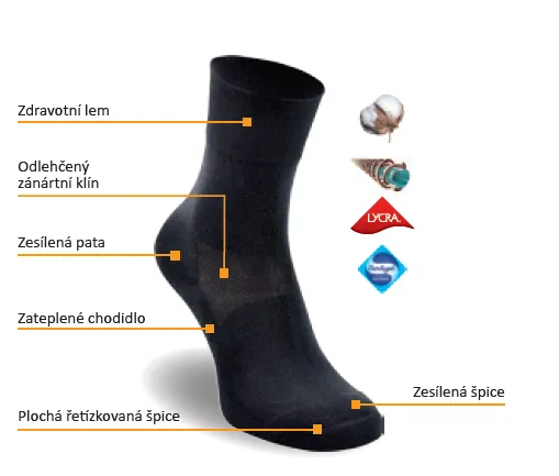Ponožky bavlněné, 39-42, antracit 7007,  DiaFit PREMIUM