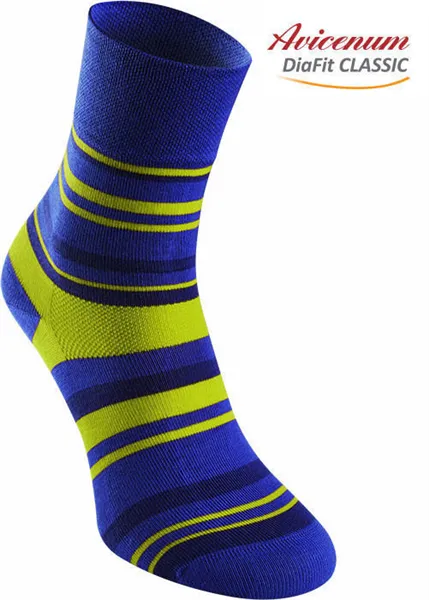 Ponožky bavlněné, 39-42, modrá/limeta 5060,  DiaFit CLASSIC