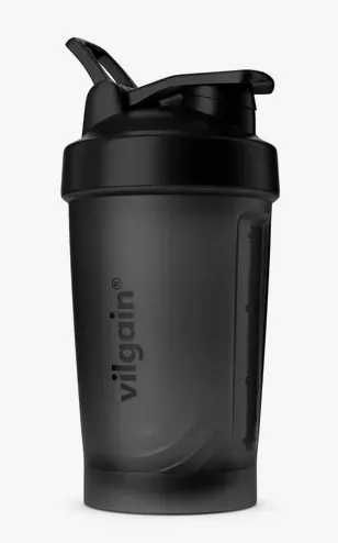 Vilgain Shaker Pro 400ml ⁠–⁠ s praktickým poutkem, zaobleným dnem a spirálou, černý
