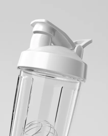 Vilgain Shaker Pro 400ml - s praktickým poutkem, zaobleným dnem a spirálou, bílý