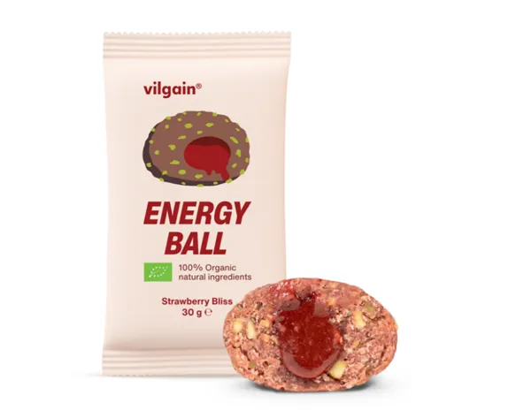 Vilgain Energy Ball BIO datlové kuličky plněné jahodovým džemem 30g