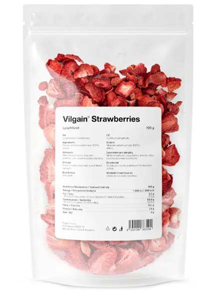 Vilgain Lyofilizované jahody ⁠–⁠ 100 % šetrně sušeného ovoce, 100g