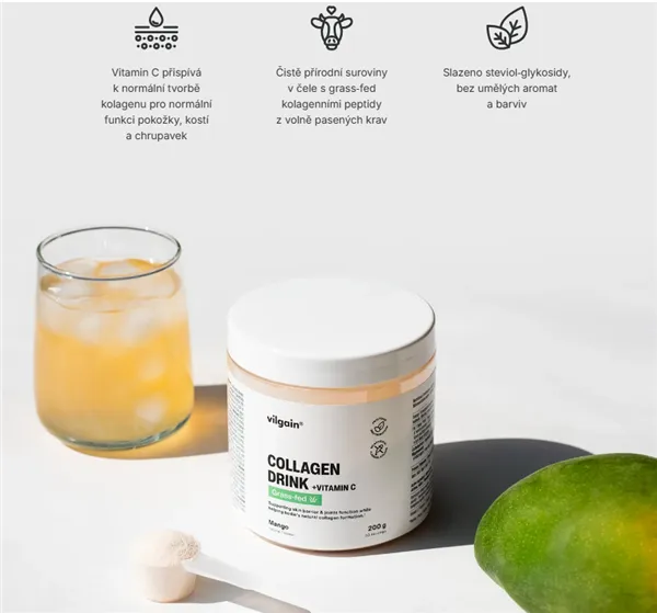 Vilgain Grass-fed Collagen Drink + Vitamin C - mango 200g