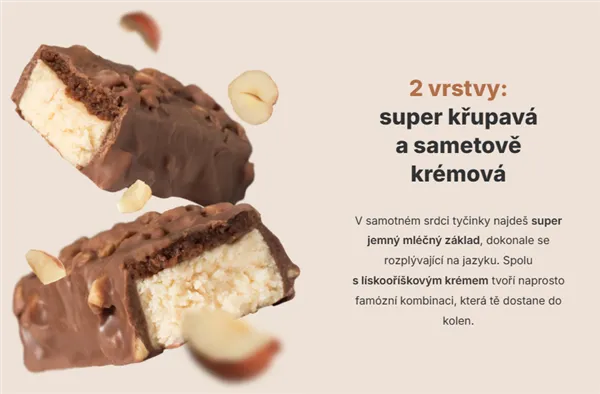 Vilgain Double Trouble Protein Bar Lískooříškový krém s mléčnou čokoládou 55g
