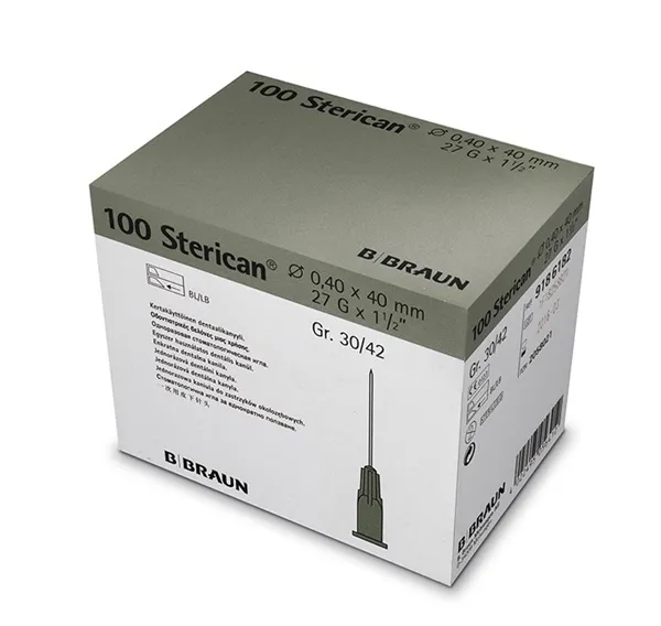 Injekční jehla Sterican Dent 27G x 1 1/2", 0,40 x 40 mm, šedá, 100 ks