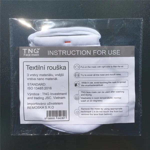 Rouška textilní, antibakteriální z materiálu Nano YARN, vel.L, bílá