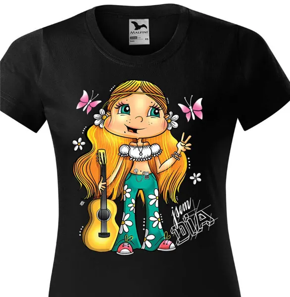 DIA triko Hippie vel. 104-110 cm/ 3-4 roky, černá