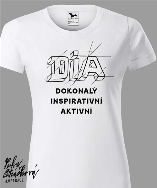 DIA triko text vel. 158 cm/12 let, bílá
