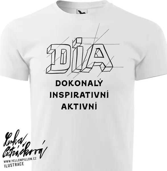 DIA triko text vel. XL, bílá, pánské