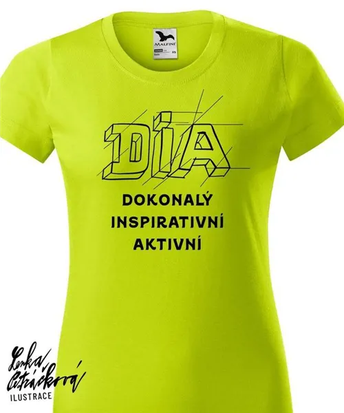 DIA triko text vel. 158 cm/12 let, limetka