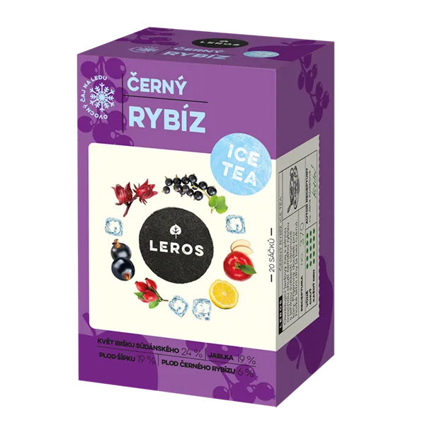 Leros Čajový dýchánek Černý rybíz Ice tea 20ks, nálevových sáčků