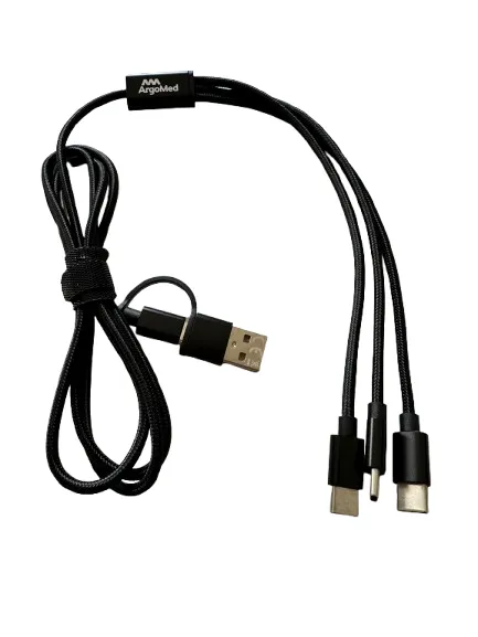 Nabíjecí kabel 6v1, výstupy 3x USB-C, černý Argomed