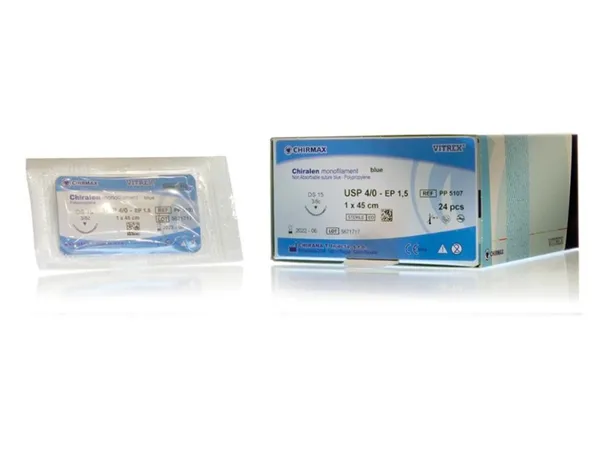 Chiralen monofilament blue DS 15 USP 4/0 - EP 1,5 1x45cm  