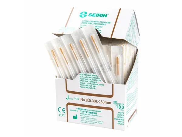 Jehly Seirin typ J/8 s plastikovým držátkem, aplikační trubičkou, hnědé 0,30 x 50 mm